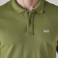 Men's Solid Olive Slim Fit Pique Polo T-shirt - Detail View