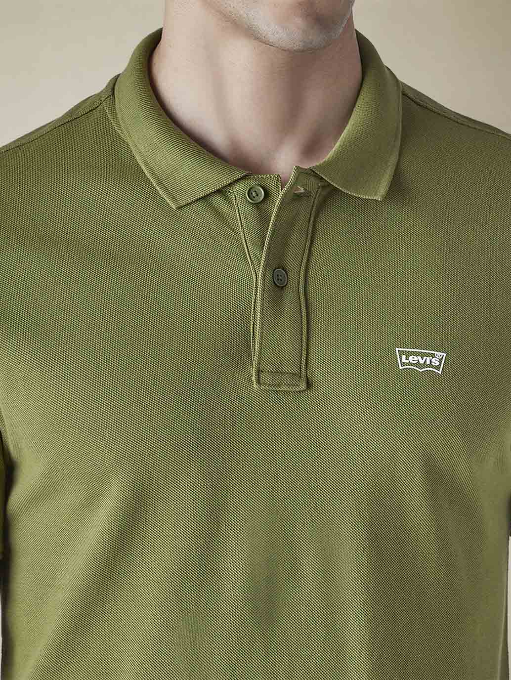 Men's Solid Olive Slim Fit Pique Polo T-shirt - d63a39e8-9ed5-404c-a95f-3efd841b0df8 View