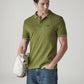Men's Solid Olive Slim Fit Pique Polo T-shirt - Styleshot View
