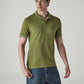 Men's Solid Olive Slim Fit Pique Polo T-shirt - Side View