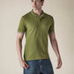 Men's Solid Olive Slim Fit Pique Polo T-shirt - 1bd60679-47e5-48e5-9e6c-7797a45f358d View
