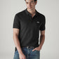 Men's Solid Black Slim Fit Pique Polo T-shirt - Styleshot View