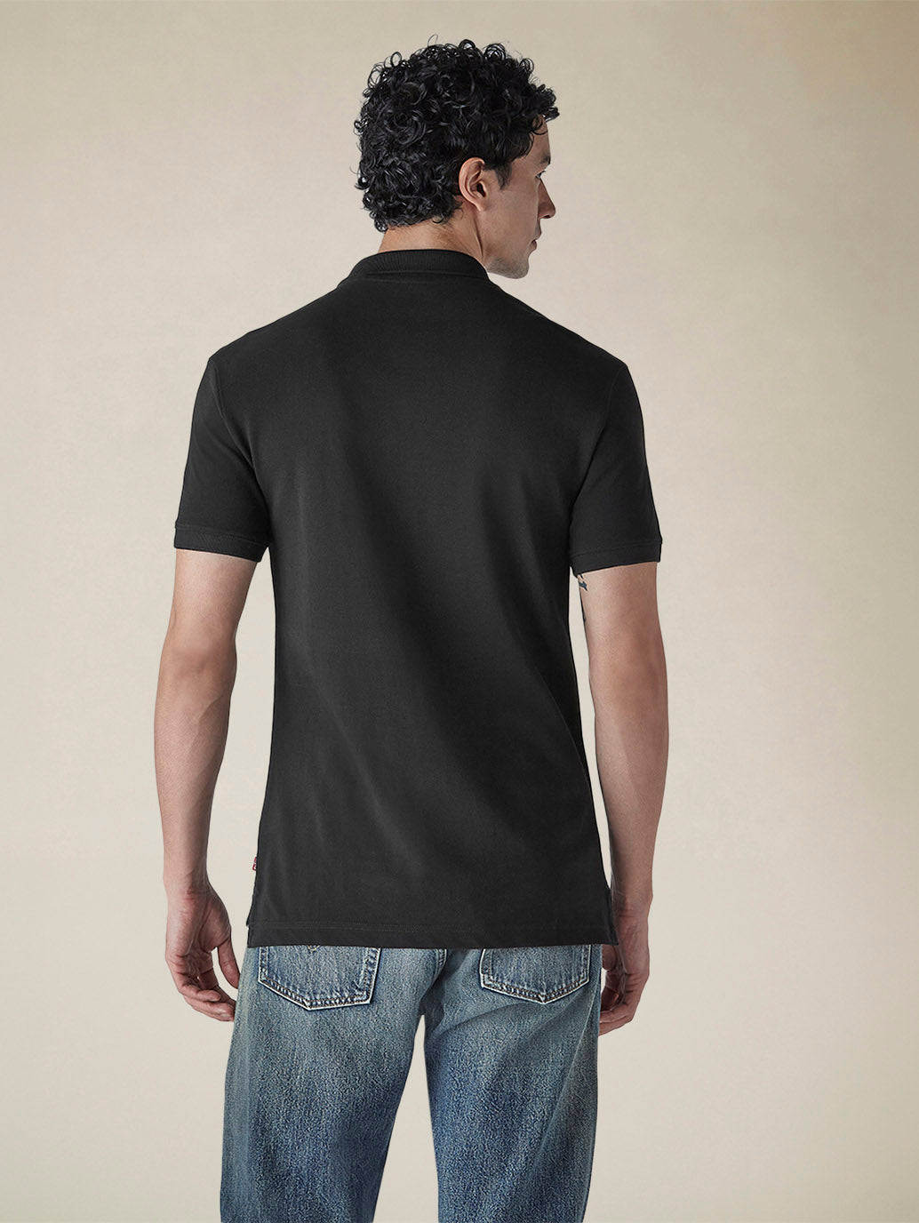 Men's Solid Black Slim Fit Pique Polo T-shirt - 91c594e0-499b-40f4-925a-a30b554f0500 View