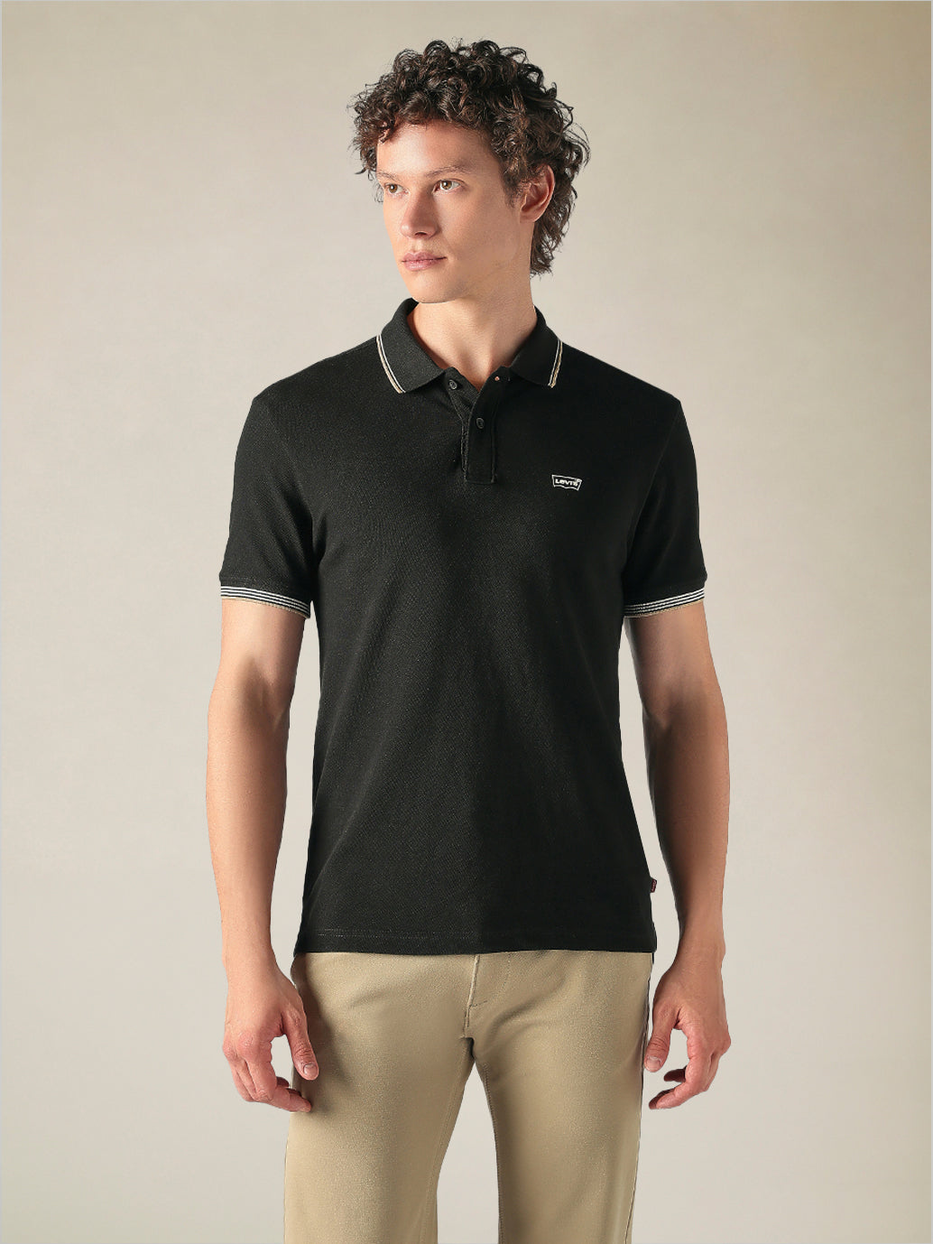 Men's Cotton Slim Fit Solid Pique Polo T shirt - Front View