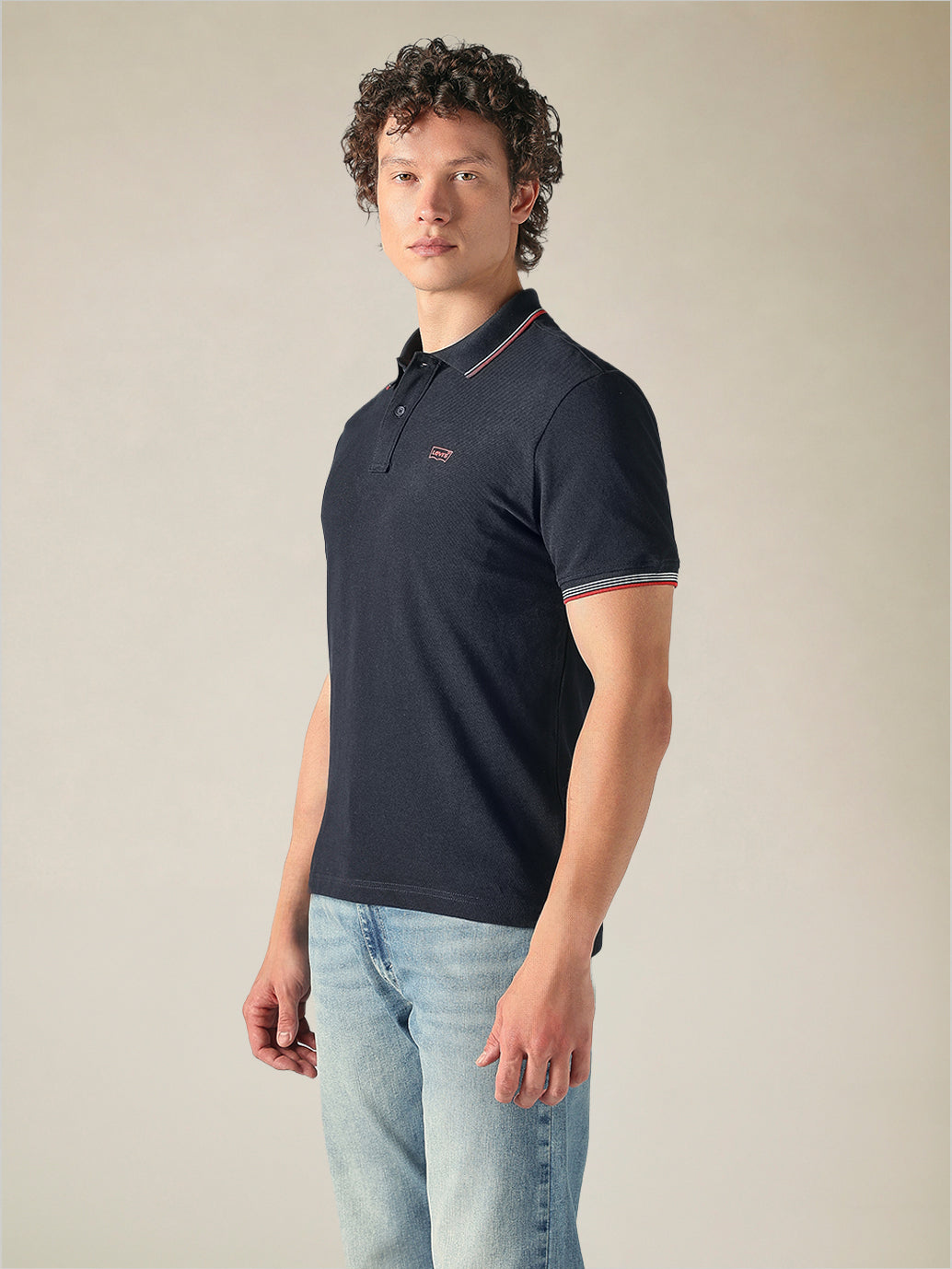 Men's Cotton Slim Fit Solid Pique Polo T shirt - Side View