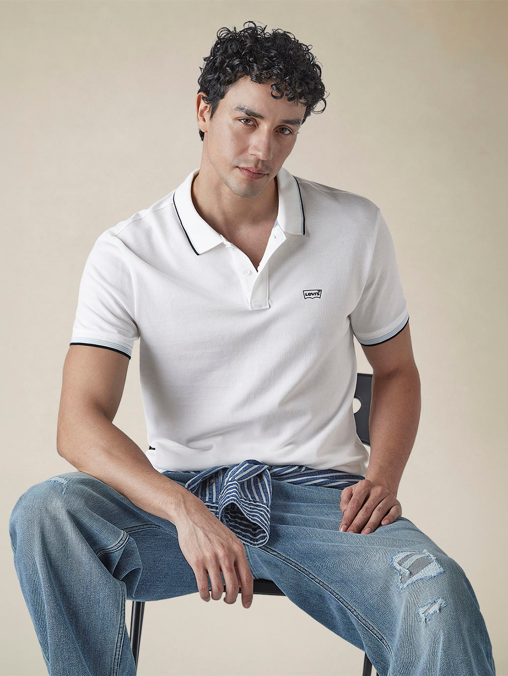 Men's Solid White Slim Fit Pique Polo T-shirt - 037ab449-9708-41a0-8b9a-515ee32a9e8f View