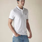 Men's Solid White Slim Fit Pique Polo T-shirt - 297e446e-3348-46c2-a60d-a8a58fdb34ed View
