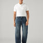 Men's Dark Blue Baggy Fit Mid Rise Cinch Jeans - Front View