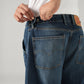 Men's Dark Blue Baggy Fit Mid Rise Cinch Jeans - 20 View