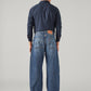 Men's Blue Baggy Fit Mid Rise Cinch Jeans - Back View