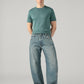 Men's Blue Baggy Barrel Fit Mid Rise Cinch Jeans - Front View