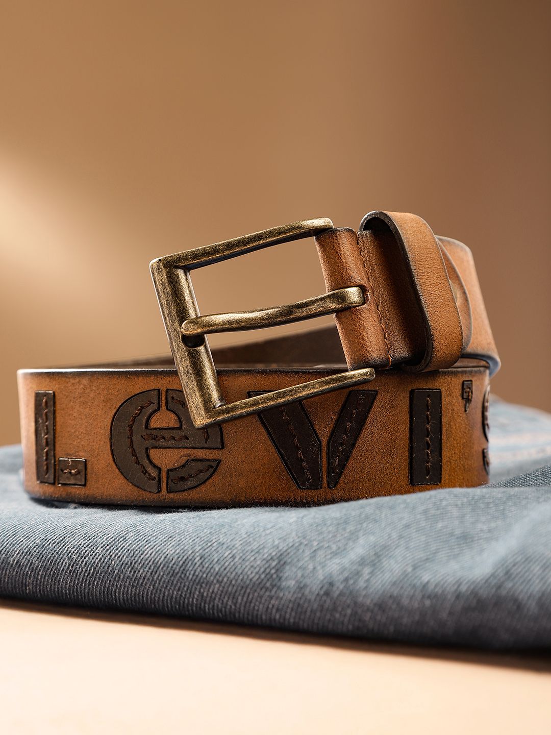 Men's Tan Textured Belt
