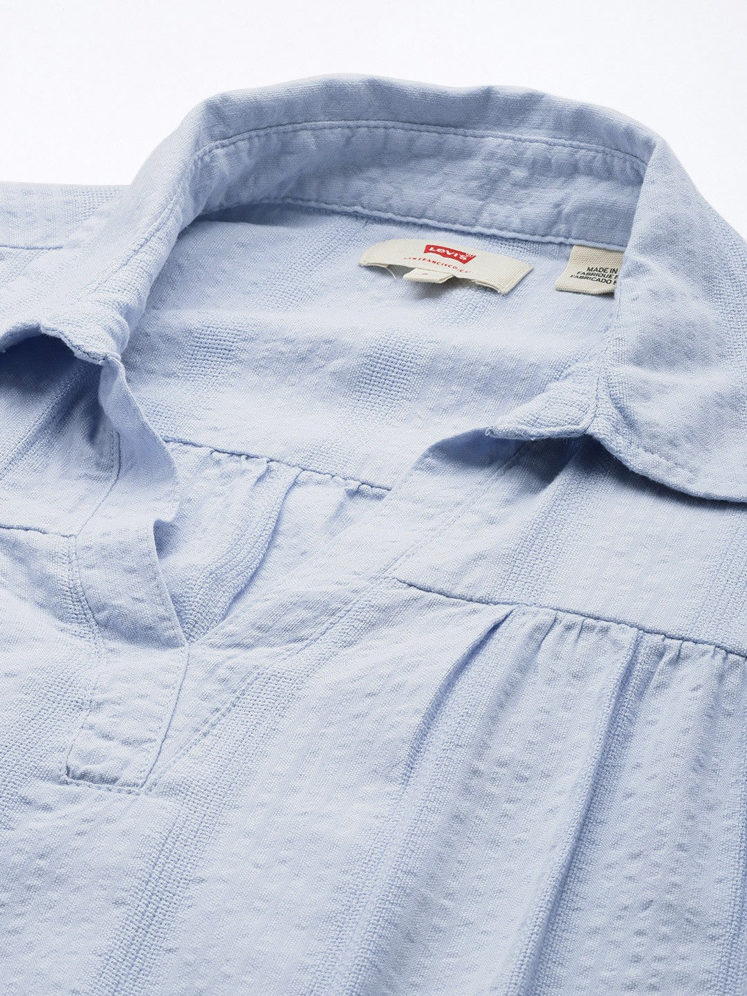 Women's Striped Blue Spread Collar Top - 05a25757-2b5a-4903-b967-169fe126104e1742379281827-Womens-Striped-Light-blue-Spread-Collar-Top-6231742379281332-2 View