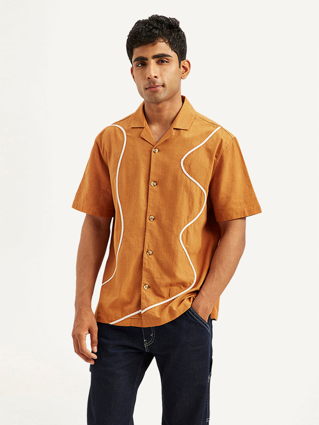 Men's Resort Collar Embroidered Relaxed Fit Shirt - 06abefba61c11e4886c4c1fca2d63008 View