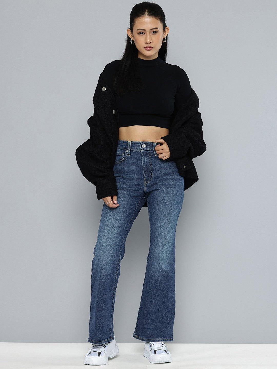 Women's 726 Blue Flared Fit High Rise Jeans - 084be971-0d3a-43f2-a2d3-a38f2fab22eb1737449994633-Womens-High-Rise-726-Flared-Fit-Blue-Jeans-7281737449994092-4 View