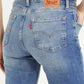 Women's 724 Blue Slim Straight Fit High Rise Jeans - 091c0289309dc48f2a974d4c89ab03dc View