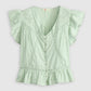 Women's Solid Green V-Neck Top - 095bcd0816e209f5b981cf4b95669689 View