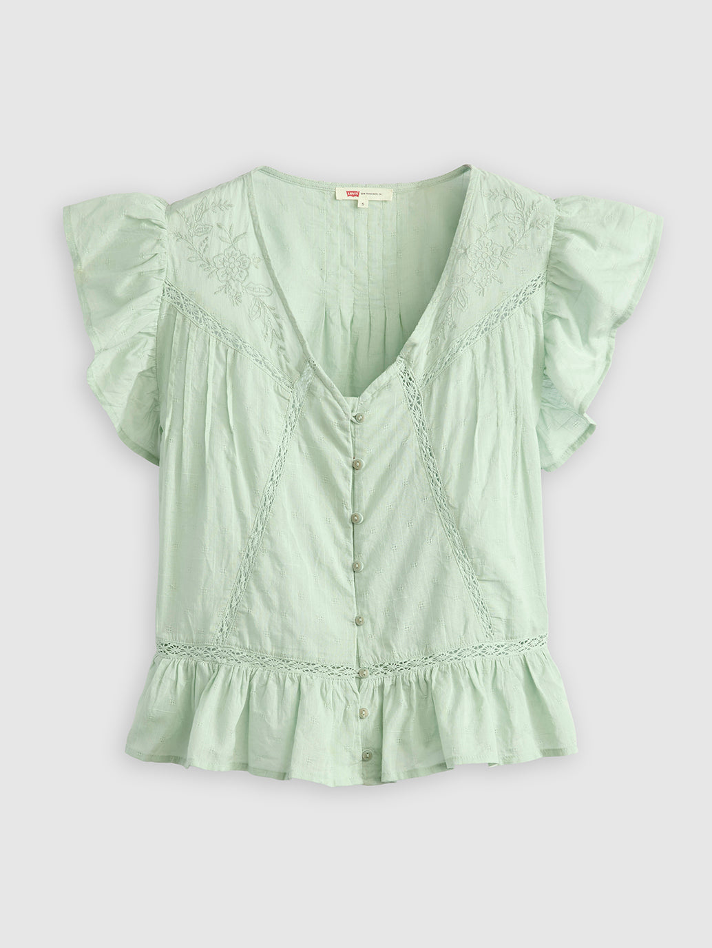 Women's Solid Green V-Neck Top - 095bcd0816e209f5b981cf4b95669689 View