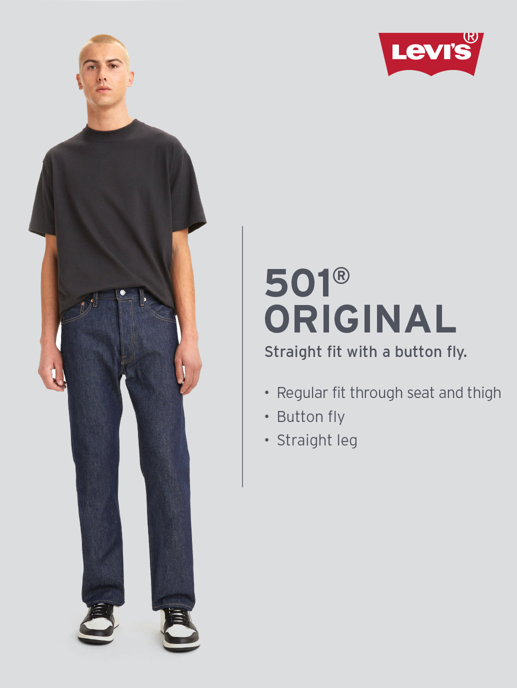 Men's 501'93 Blue Straight Fit Mid Rise Jeans - 1eec47f2-7237-4e07-94a1-d53ddc2c5e07 View