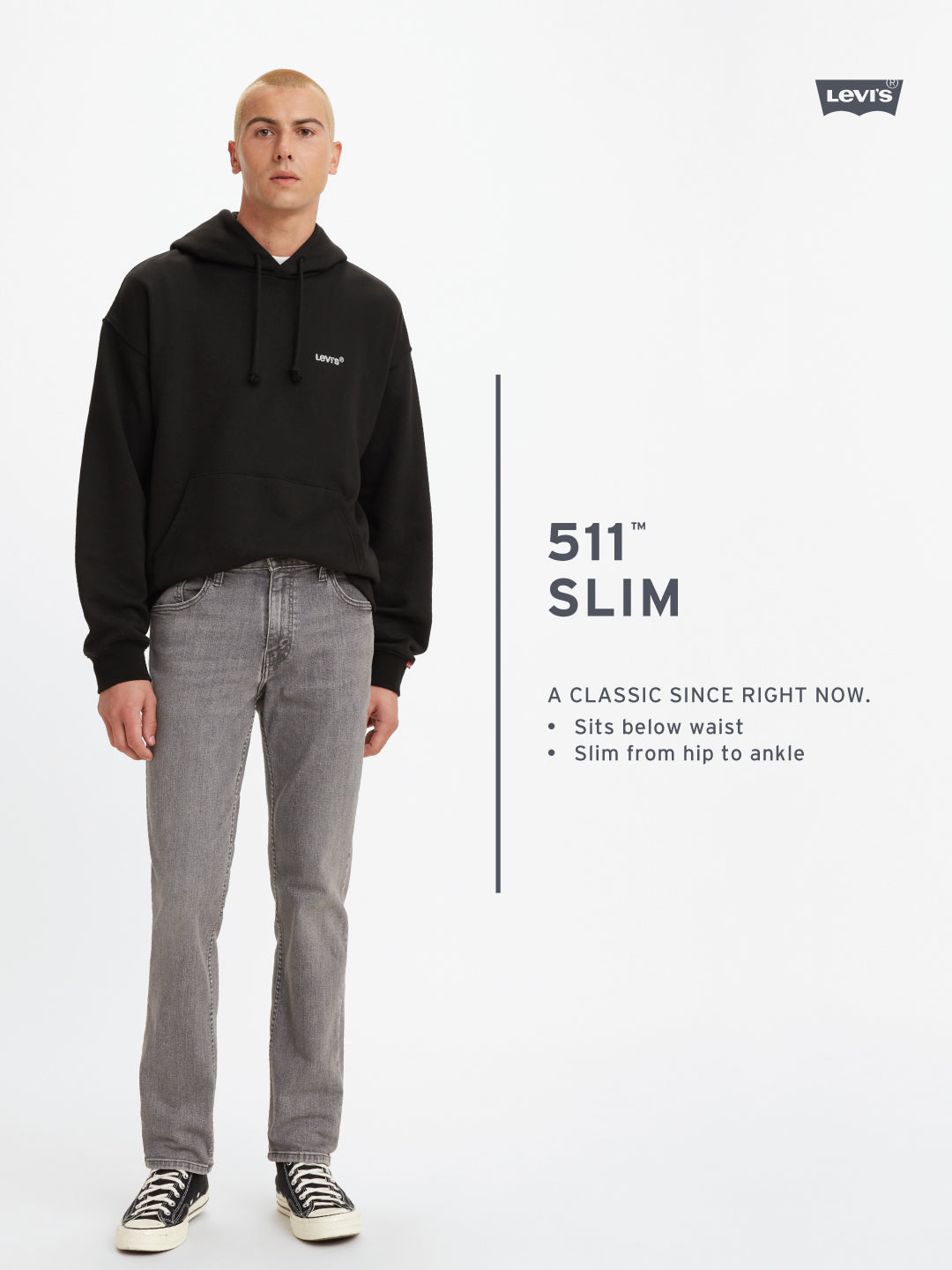 Men's 511 Black Slim Fit Mid Rise Jeans - 9593a309-e6e3-48ac-b2f7-6341037d9eb2 View