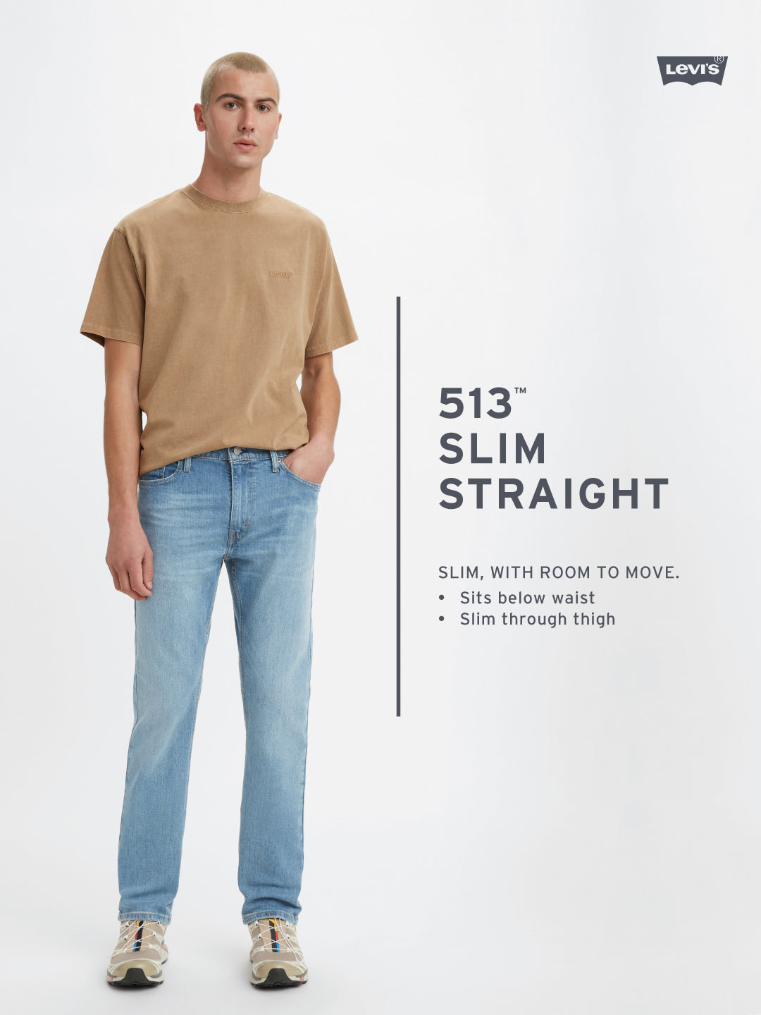 Men's 513 Blue Slim Straight Fit Mid Rise Jeans - f8f45308-b930-4399-848e-597b25026ea4 View
