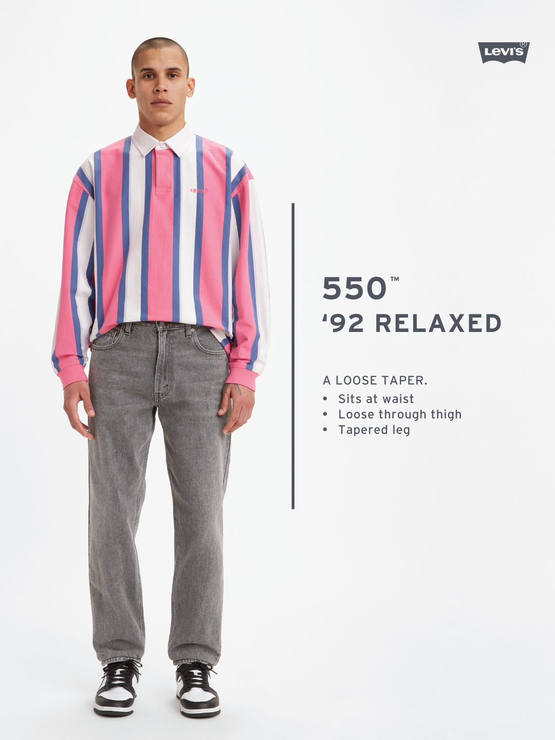 Men's 550'92 Blue Loose Fit Mid Rise Jeans - relaxed View