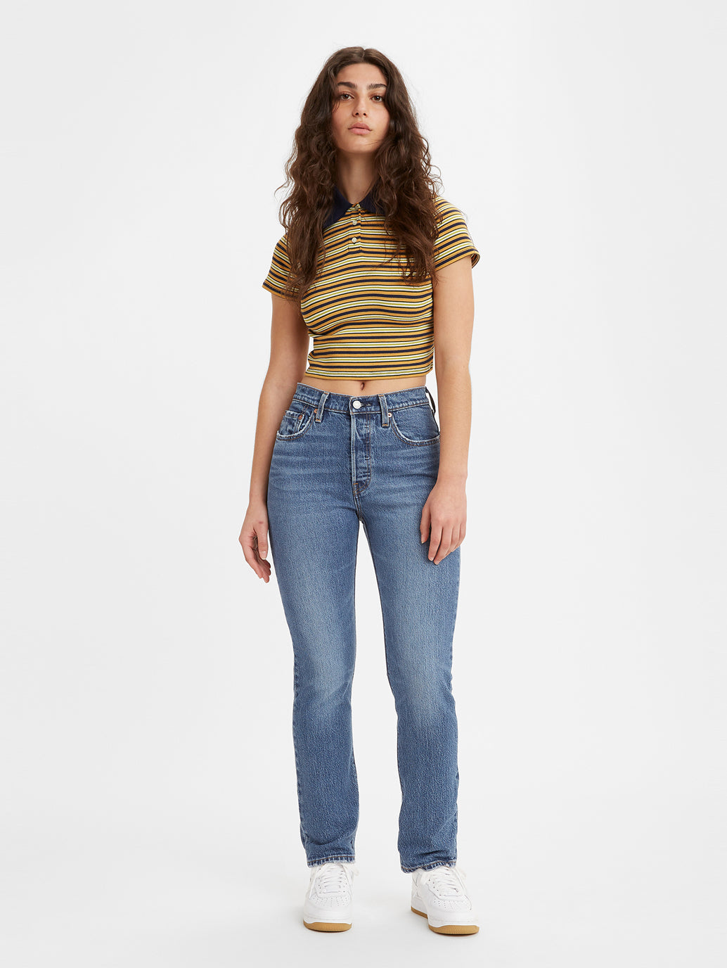 Women's 501 Blue Straight Fit High Rise Jeans - 6070513a-98e0-4a00-a534-b66d9c469e66 View