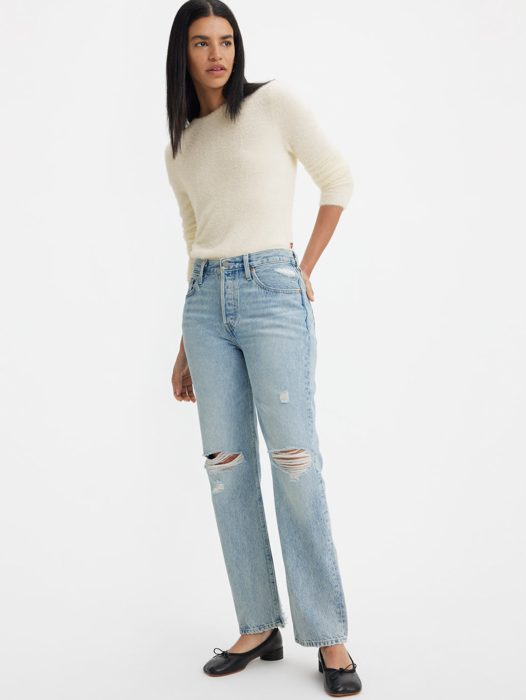 Women's 501 Blue Straight Fit Mid Rise Jeans - 9762ddba-61d4-4f81-b6bb-0b279a97b3bd View