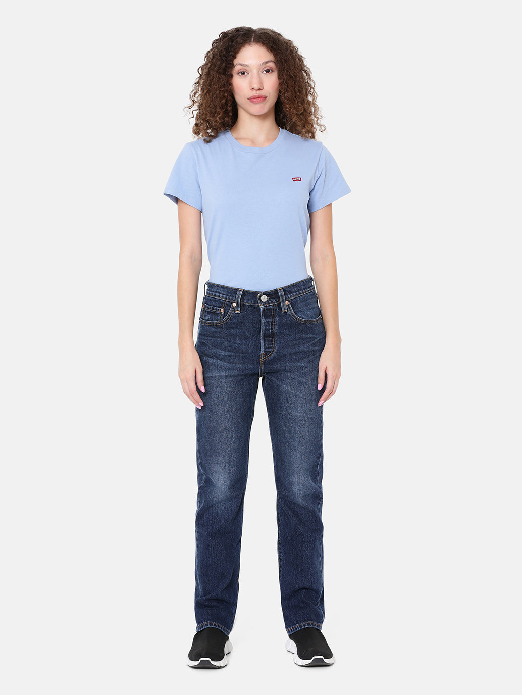 Women's 501 Dark Indigo Straight Fit High Rise Jeans - Front View
