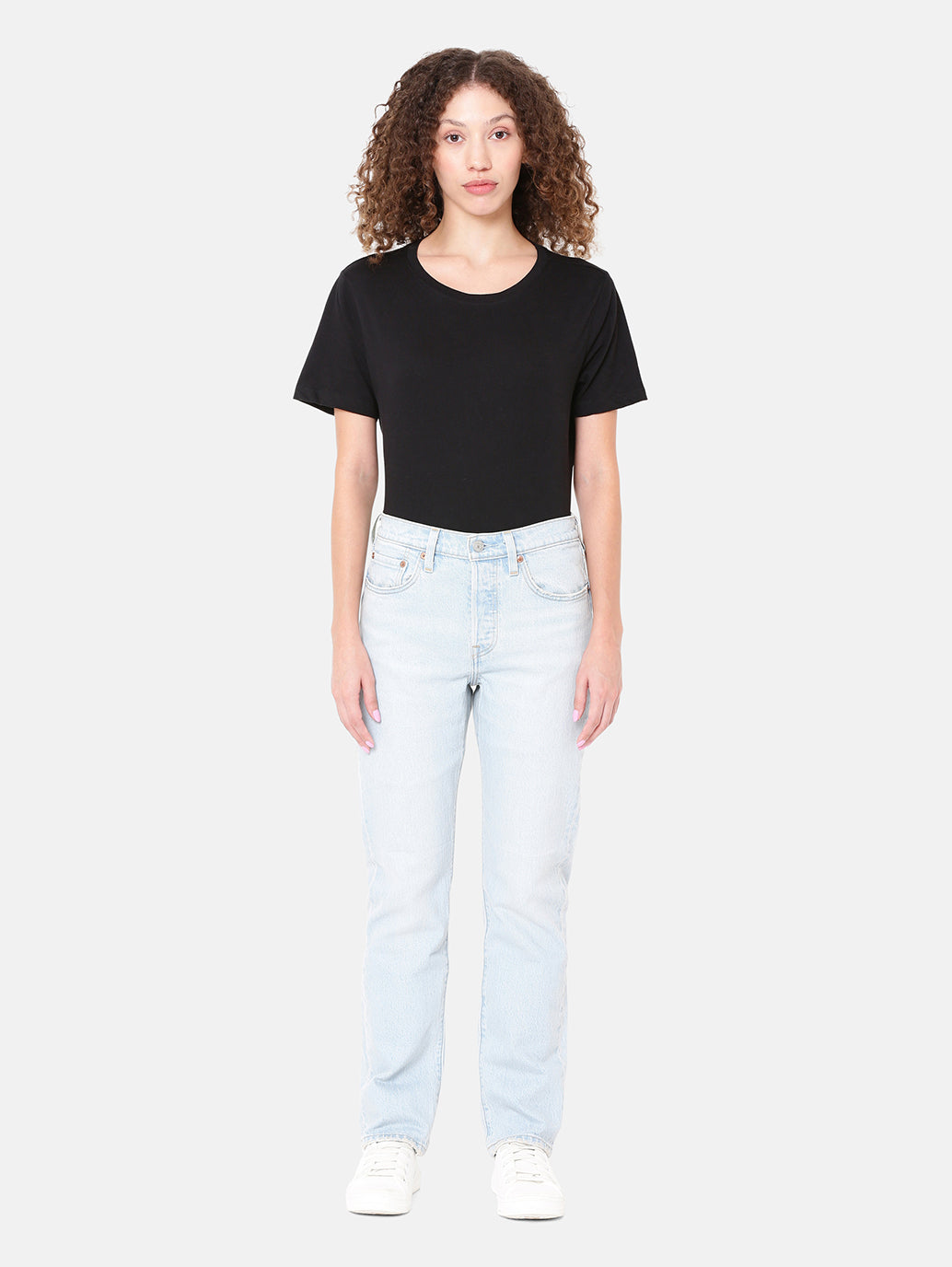 Women's 501 Light Indigo Straight Fit High Rise Jeans - Front View