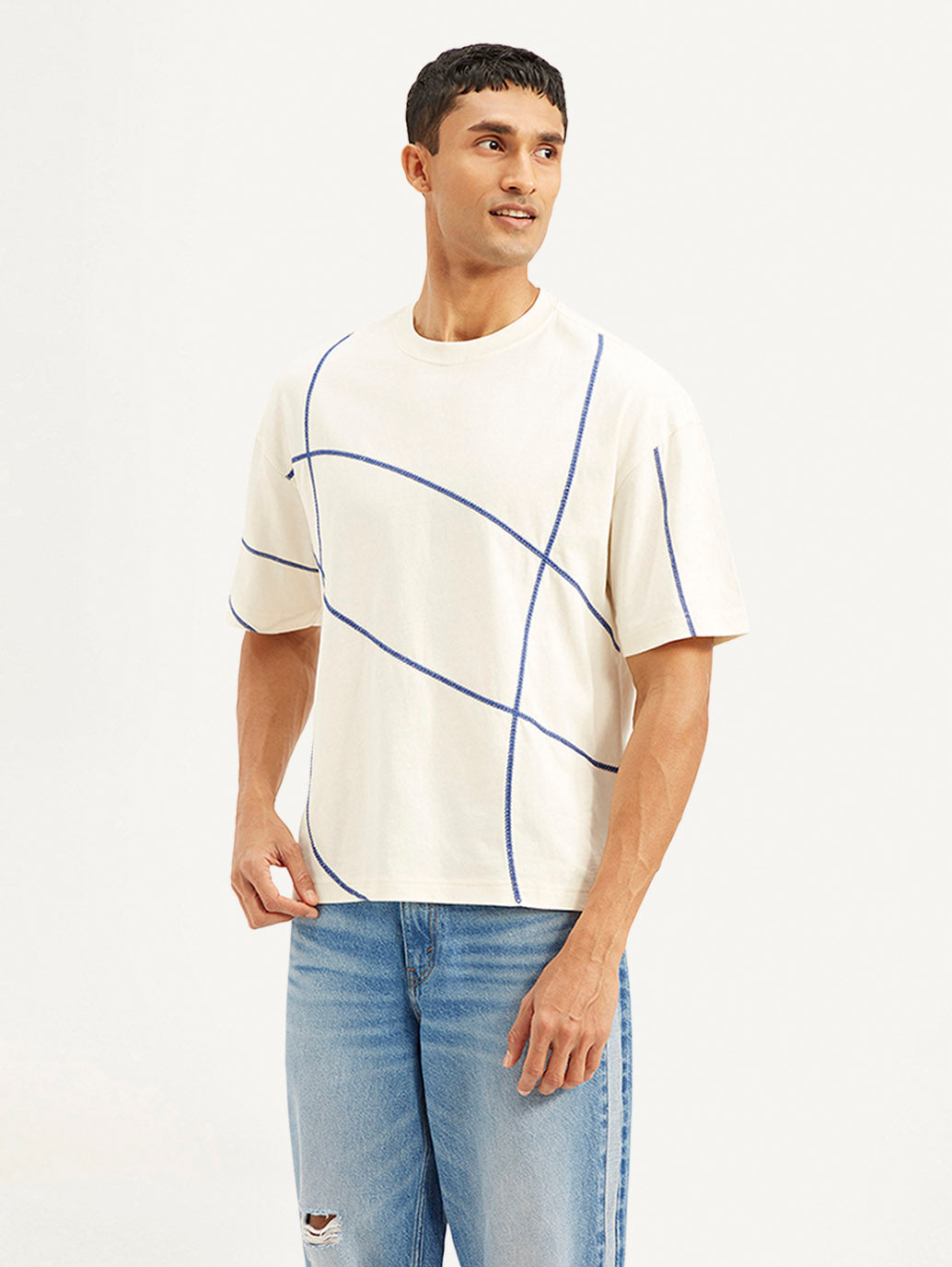 Men's Geometric Loose Fit T-shirt - 1254abf423ff68fd8e36ea244540ce4f View