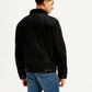 Men's Solid Black Spread Collar Denim Jacket - Back View