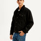 Men's Solid Black Spread Collar Denim Jacket - Side View
