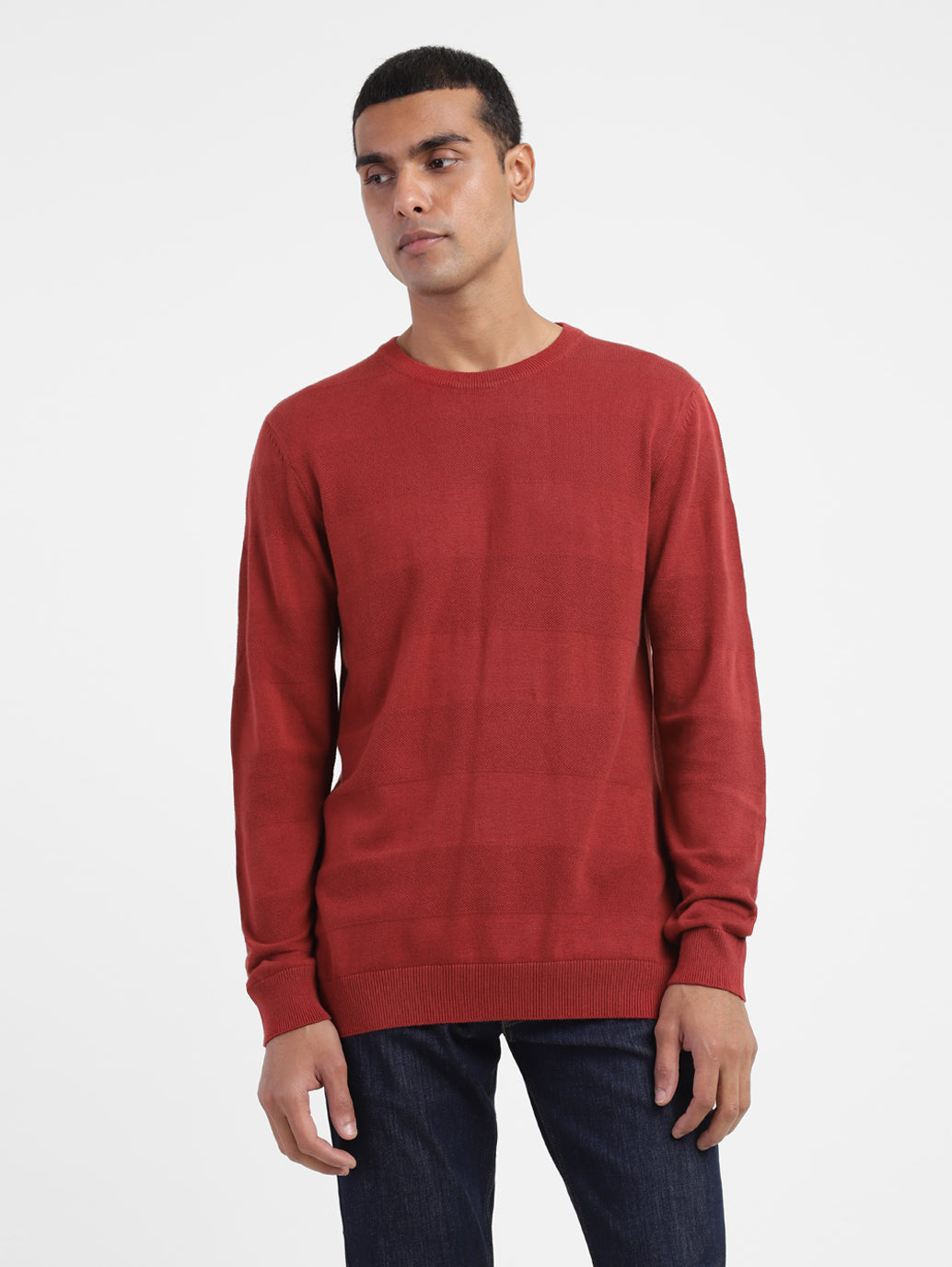 Men's Solid Crew Neck Sweater Red