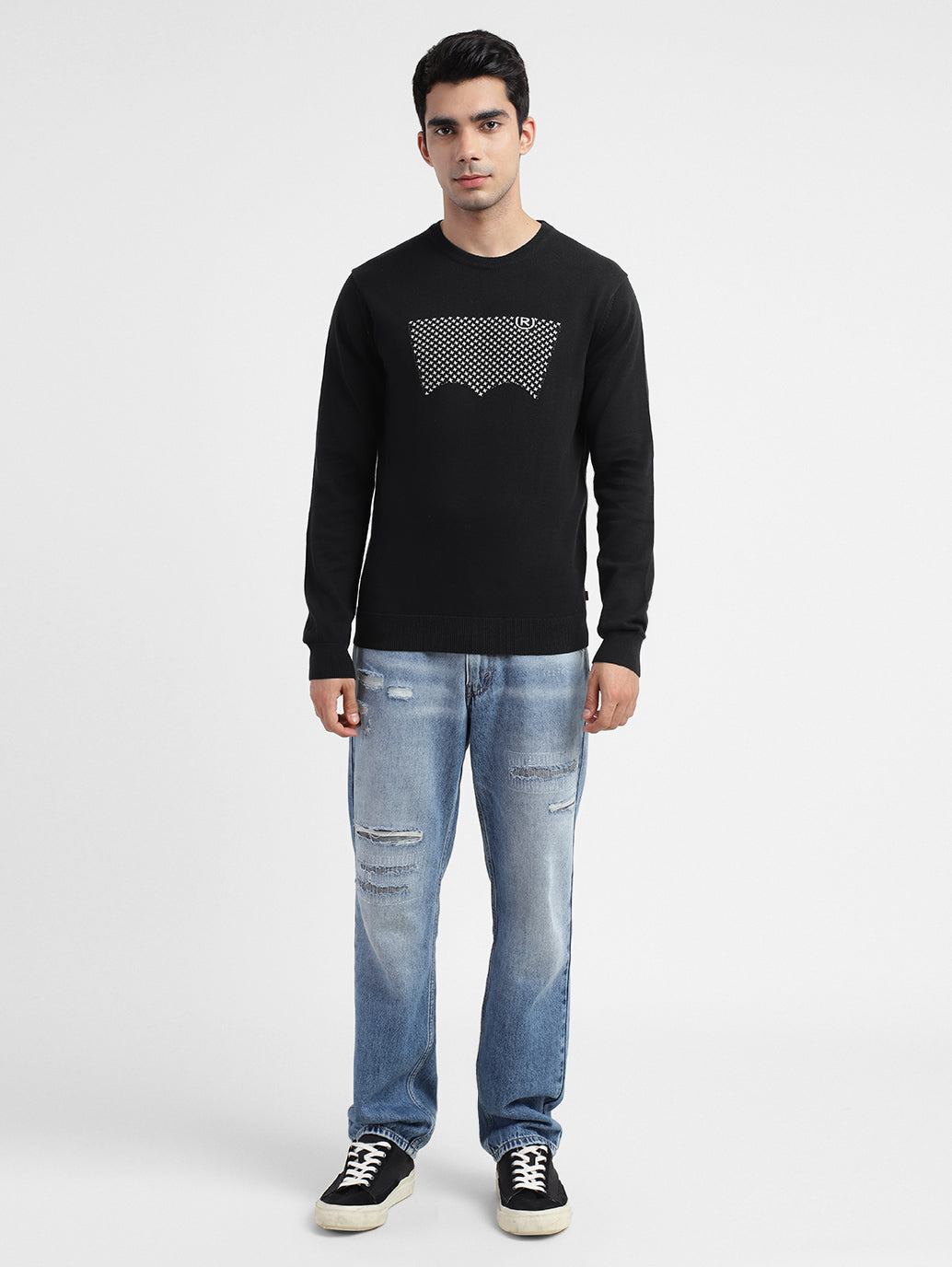 Men's Brand Logo Crew Neck Sweatshirt - d7642de0-a407-4fc3-ba7f-26475e92ed07 View