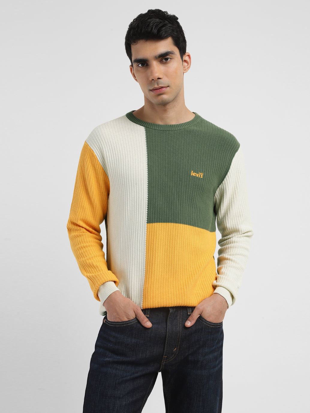 Men's Colorblock Crew Neck Sweater - 29bd711b-442b-4783-9cc0-725415b22b39 View