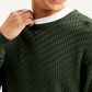 Men's Redloop Textured Olive Crew Neck Sweater - Detail View