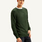 Men's Redloop Textured Olive Crew Neck Sweater - Side View