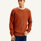 Men's Redloop Textured Rust Crew Neck Sweater - Front View