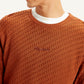 Men's Redloop Textured Rust Crew Neck Sweater - Detail View