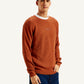 Men's Redloop Textured Rust Crew Neck Sweater - Side View