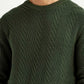 Men's Jacquard Dark Green Crew Neck Sweater - Detail View