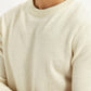 Men's Solid Cream Crew Neck Sweater - Detail View