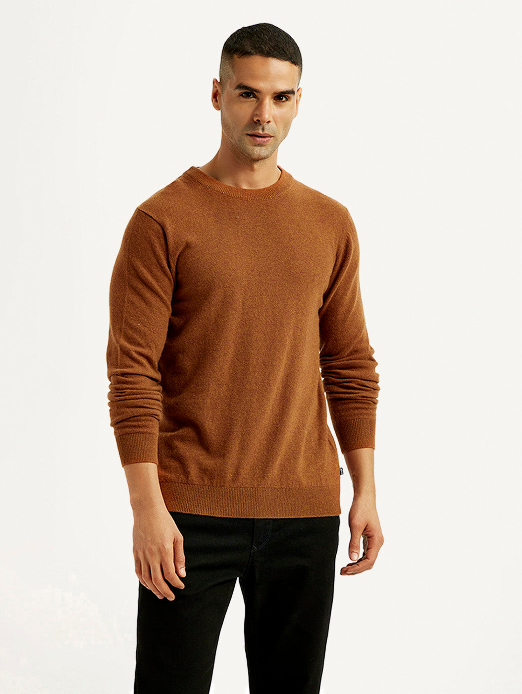 Men's Solid Crew Neck Sweater - Front View