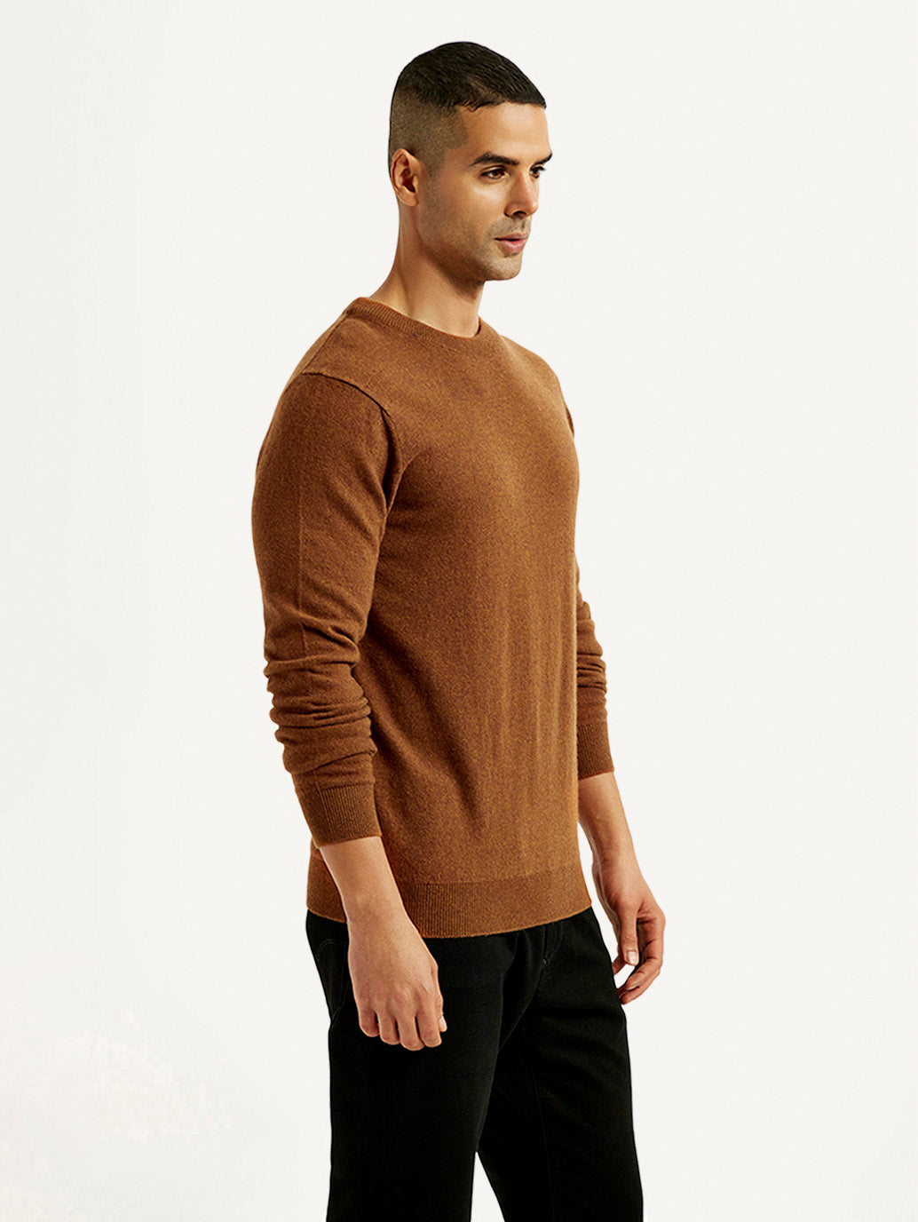 Men's Solid Crew Neck Sweater - Side View