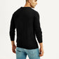 Men's Solid Black Crew Neck Sweater - Back View