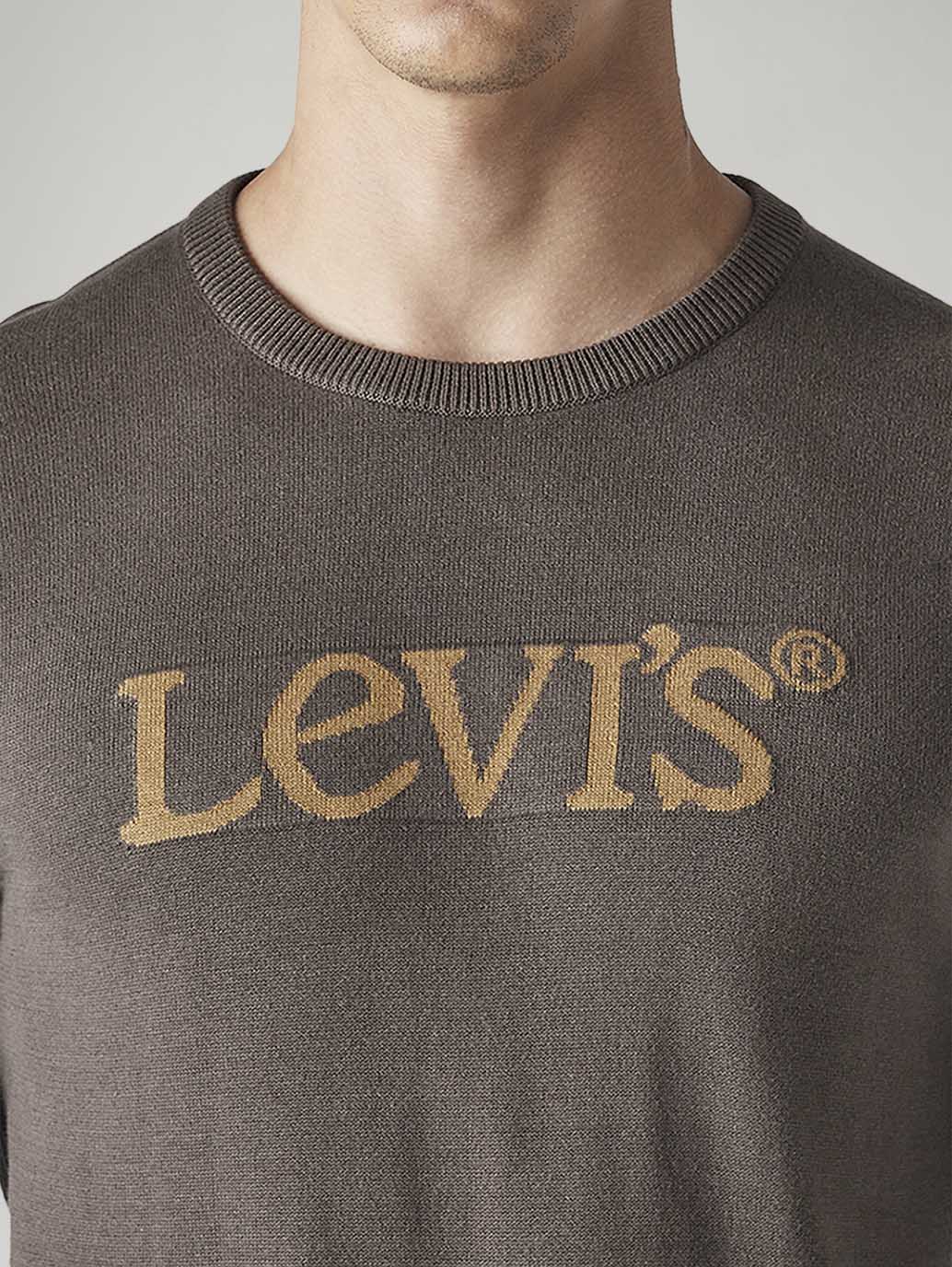 Men's Brand Logo Crew Neck Jersey Sweatshirt - Detail View