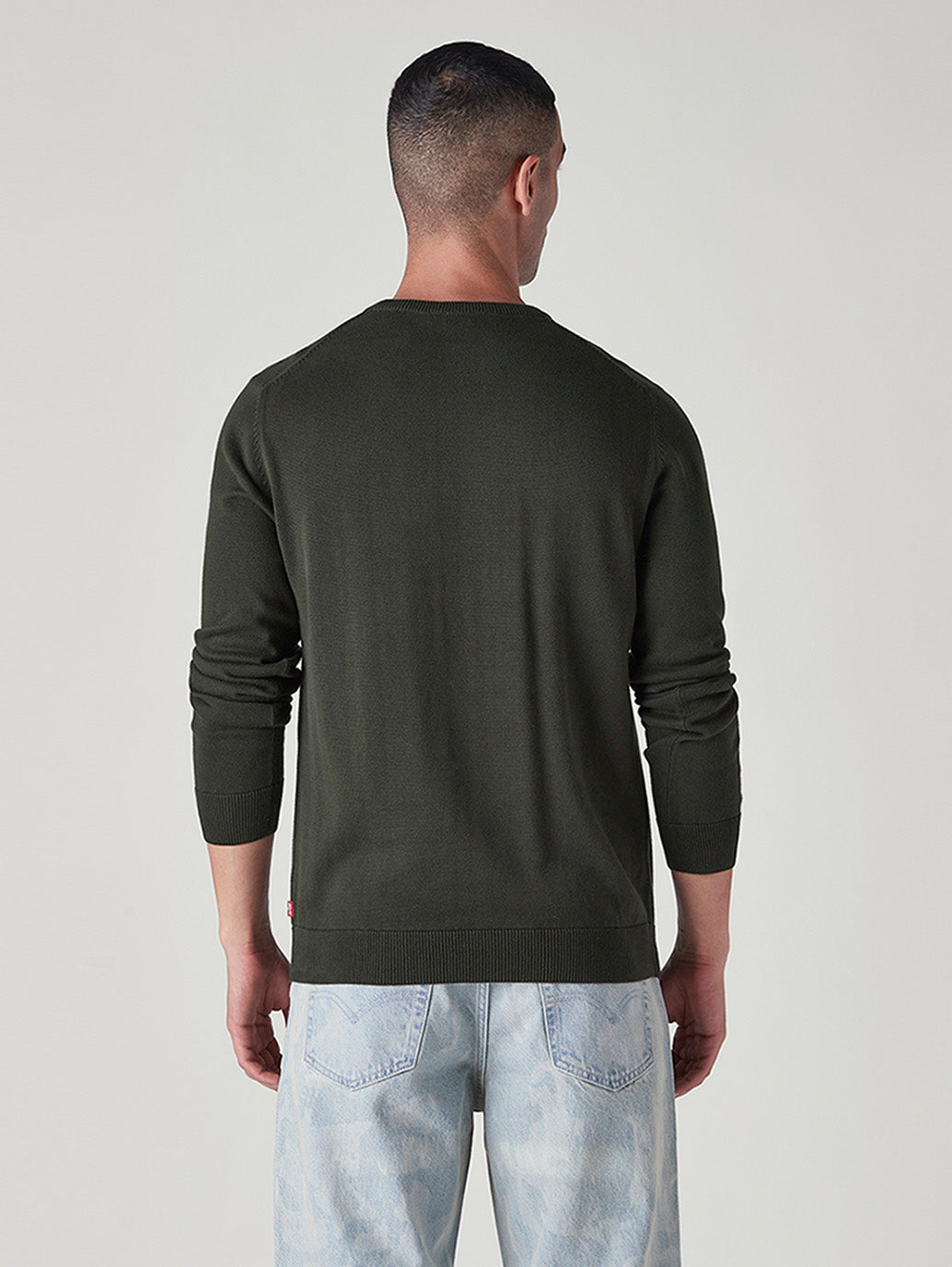 Men's Brand Logo Crew Neck Jersey Sweatshirt - Back View