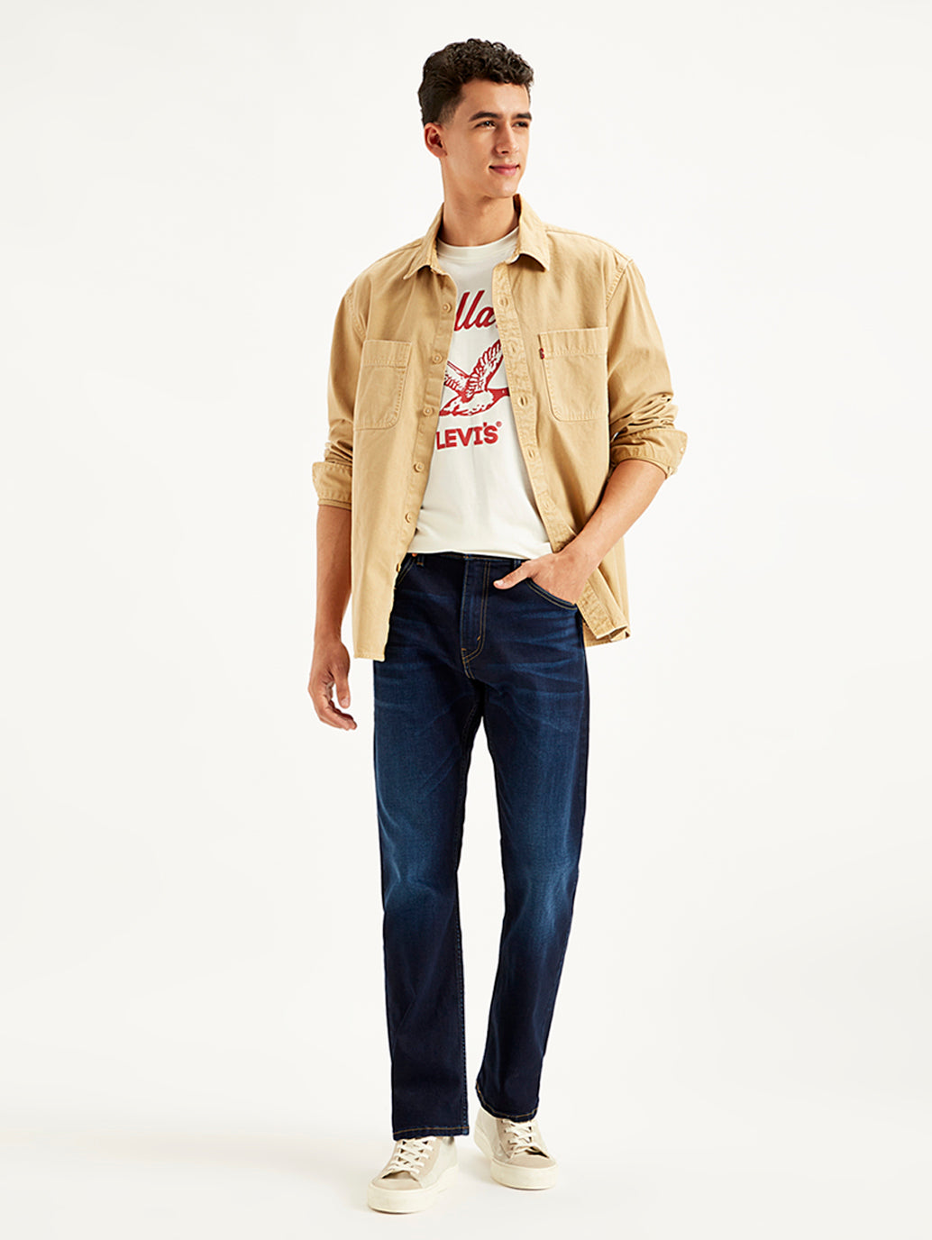 Men's 517 Dark Blue Bootcut Fit Mid Rise Jeans - Styleshot View