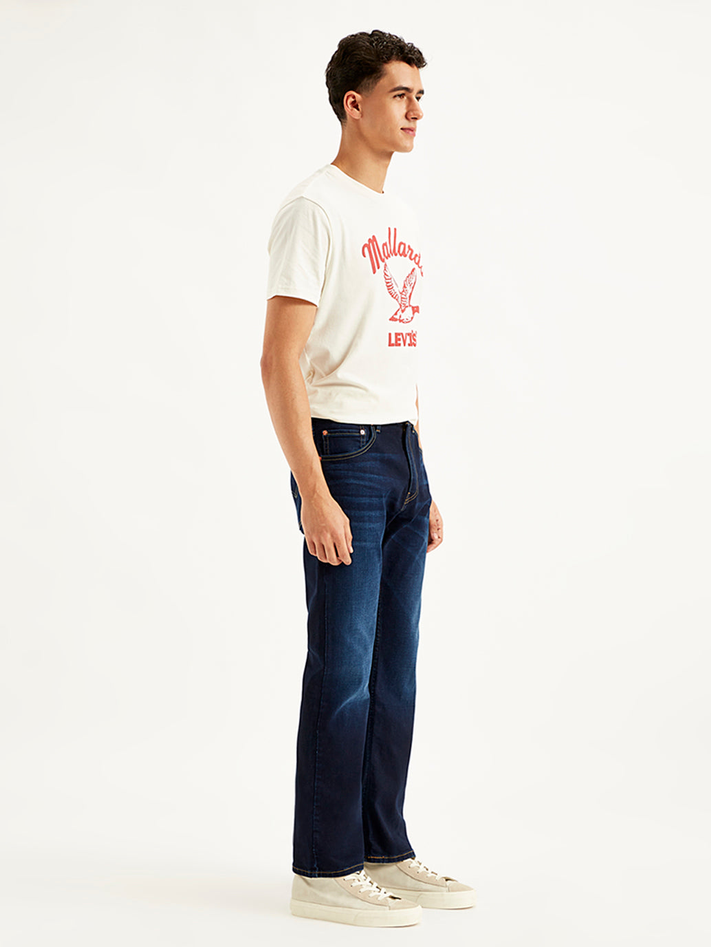 Men's 517 Dark Blue Bootcut Fit Mid Rise Jeans - Side View